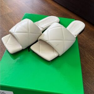 Bottega Veneta Cream Quilted Slide Sandals